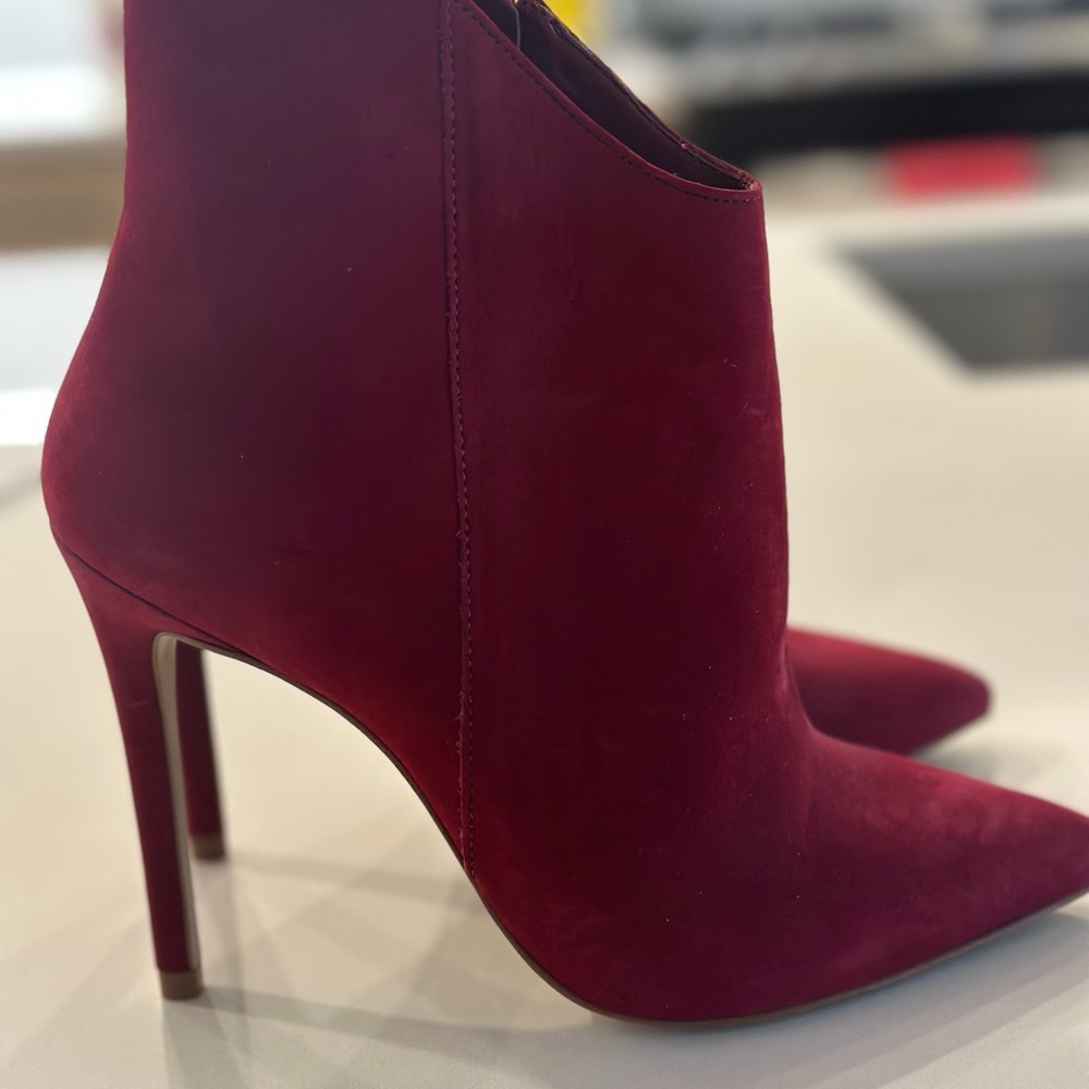 Elegant Burgundy Stiletto Ankle Boots